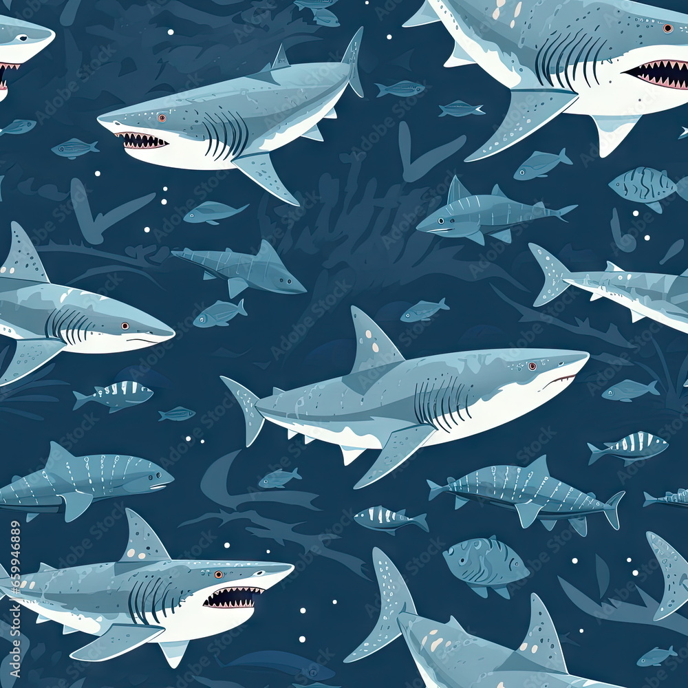 Fototapeta premium Seamless Pattern of Shark