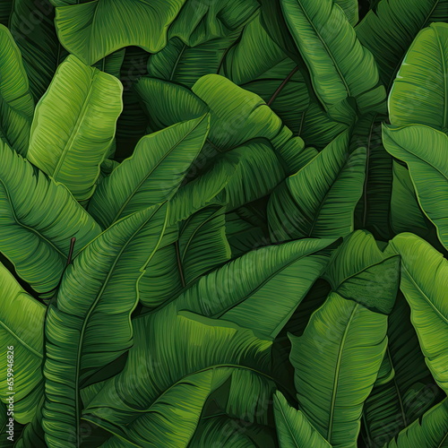 Seamless Pattern of Banana Leaf