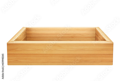 empty wooden box Isolated on a white background © pornchai