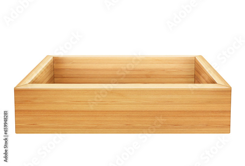 empty wooden box Isolated PNG transparent © pornchai