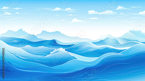Minimalist Ocean Serene Design in Deep Blue Tones