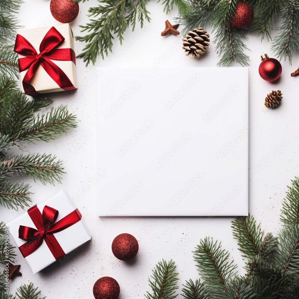 Flat lay christmas new year background banner mock up Flat lay christmas new year background banner mock up