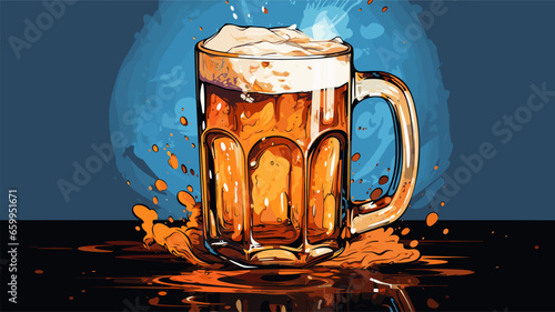 Drawing of a beer mug with beer vector