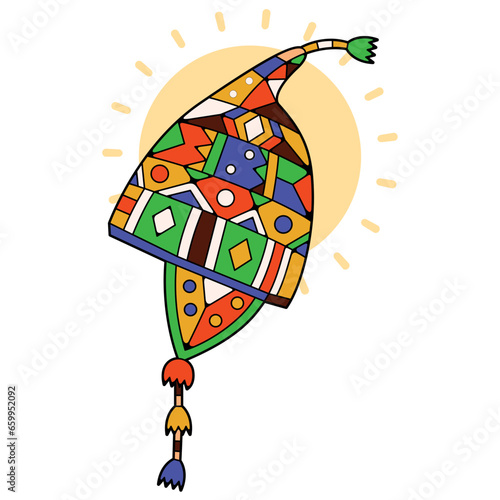 Vector Traditional Peru Hat Icon Illustration Isolated