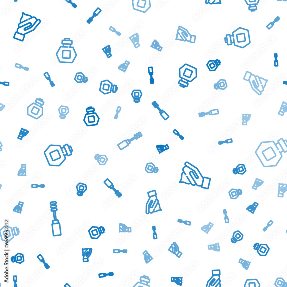 Set line Mascara brush, Cream or lotion cosmetic tube and Perfume on seamless pattern. Vector Set line Mascara brush, Cream or lotion cosmetic tube and Perfume on seamless pattern. Vector