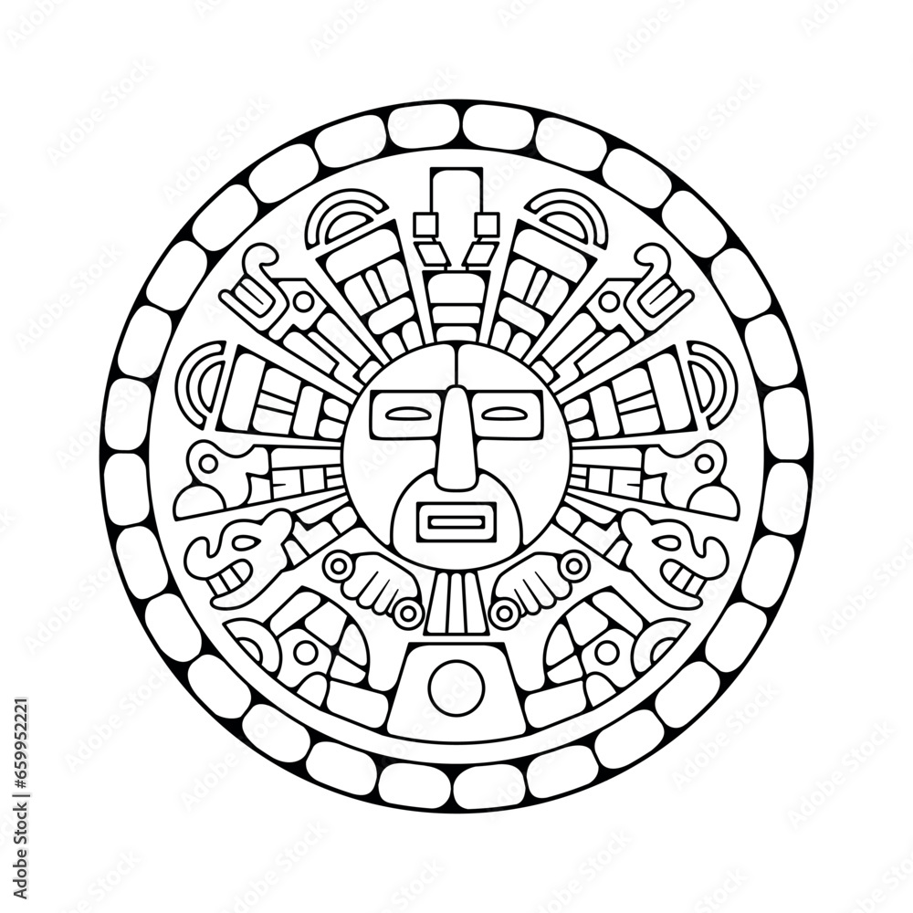 Vector Traditional Inca Symbol Inti Icon Illustration Isolated Vector Traditional Inca Symbol Inti Icon Illustration Isolated