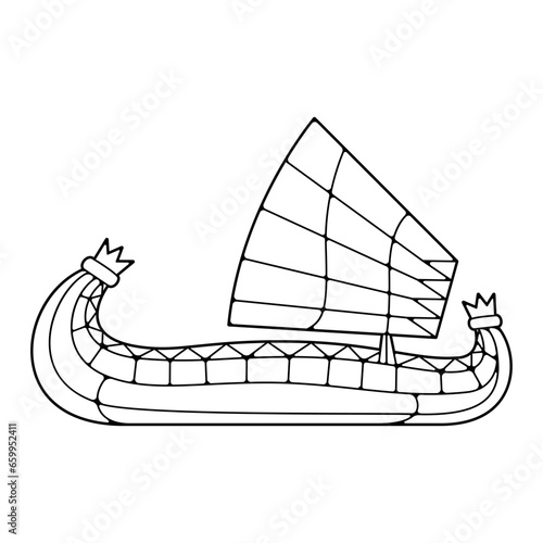 Vector Traditional Peru Boat Icon Illustration Isolated