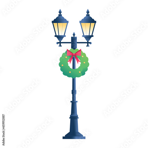 Vector Chirstmas Lamp Art Deco Retro Illustration Isolated