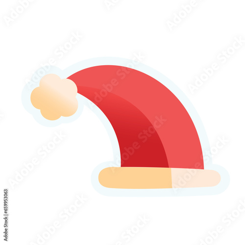 Vector Santa Hat Art Deco Retro Illustration Isolated