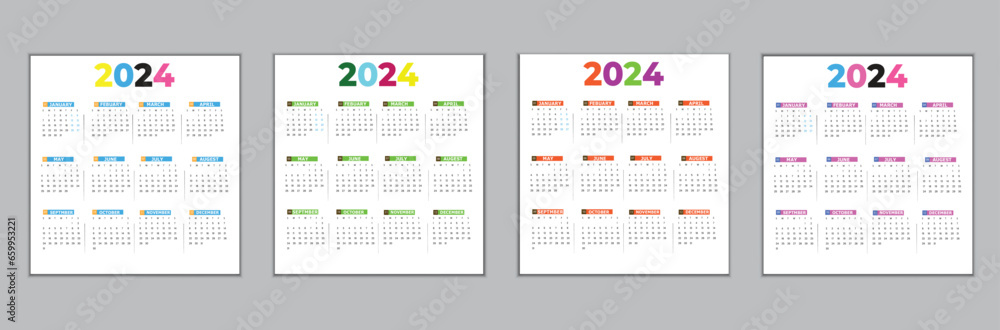 Calendar template 2023 set. vector calendar layout. Calendar template 2023 set. vector calendar layout.
