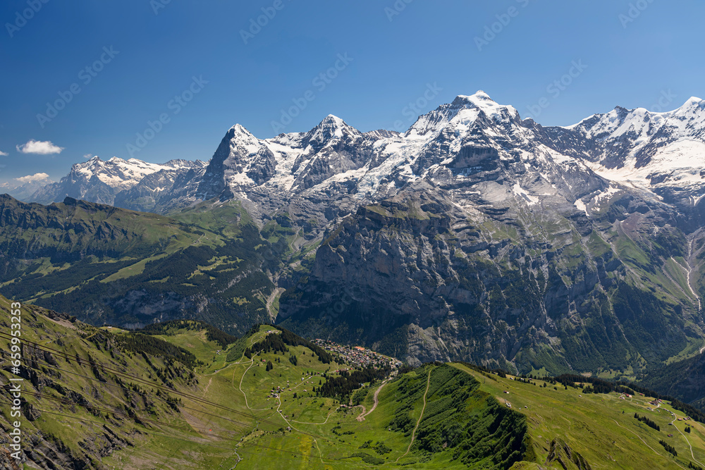 Eiger Monch Jungfrau and Murren from Birg