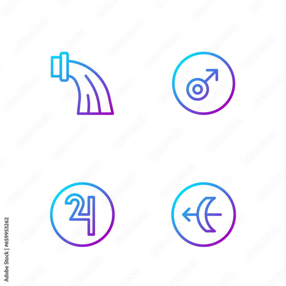 Set line Sagittarius zodiac, Symbol Jupiter, Aquarius and Mars symbol. Gradient color icons. Vector