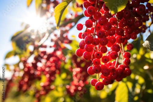 ripe berries on a lush bush under sunlight