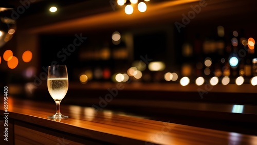 champagne glass and bar counter background
