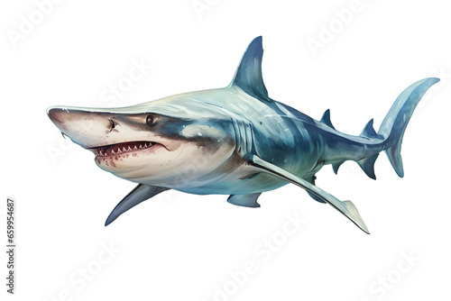 Hammerhead Shark on White Background Generative AI