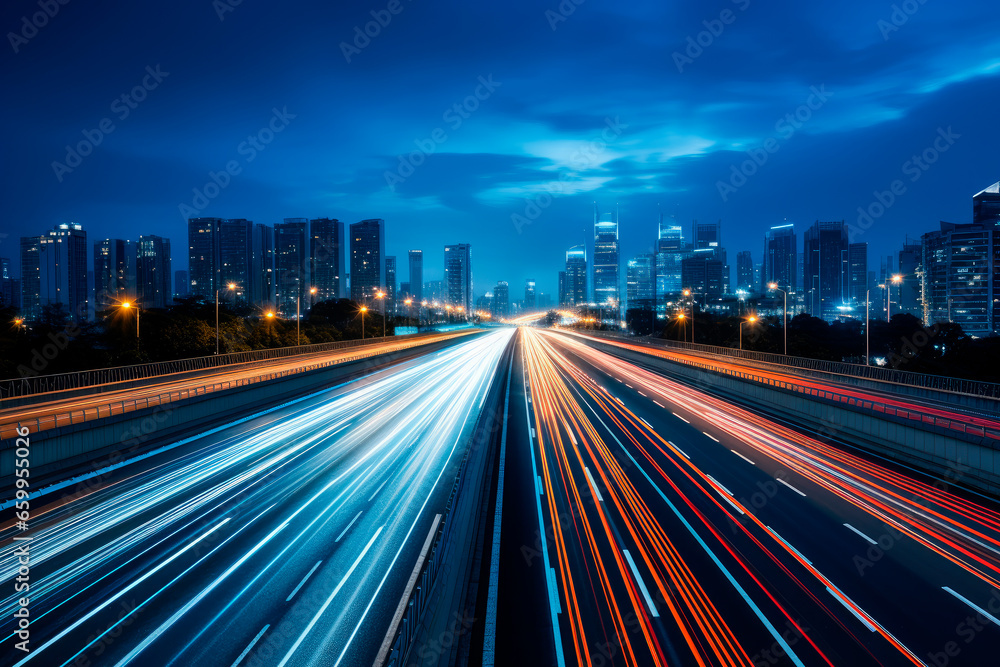 Obraz premium Traces of light on highway