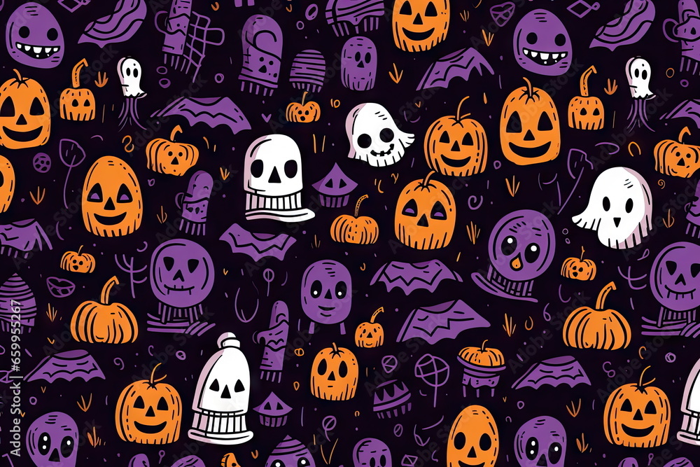 doodle halloween pattern, foreground elements doodle halloween pattern, foreground elements