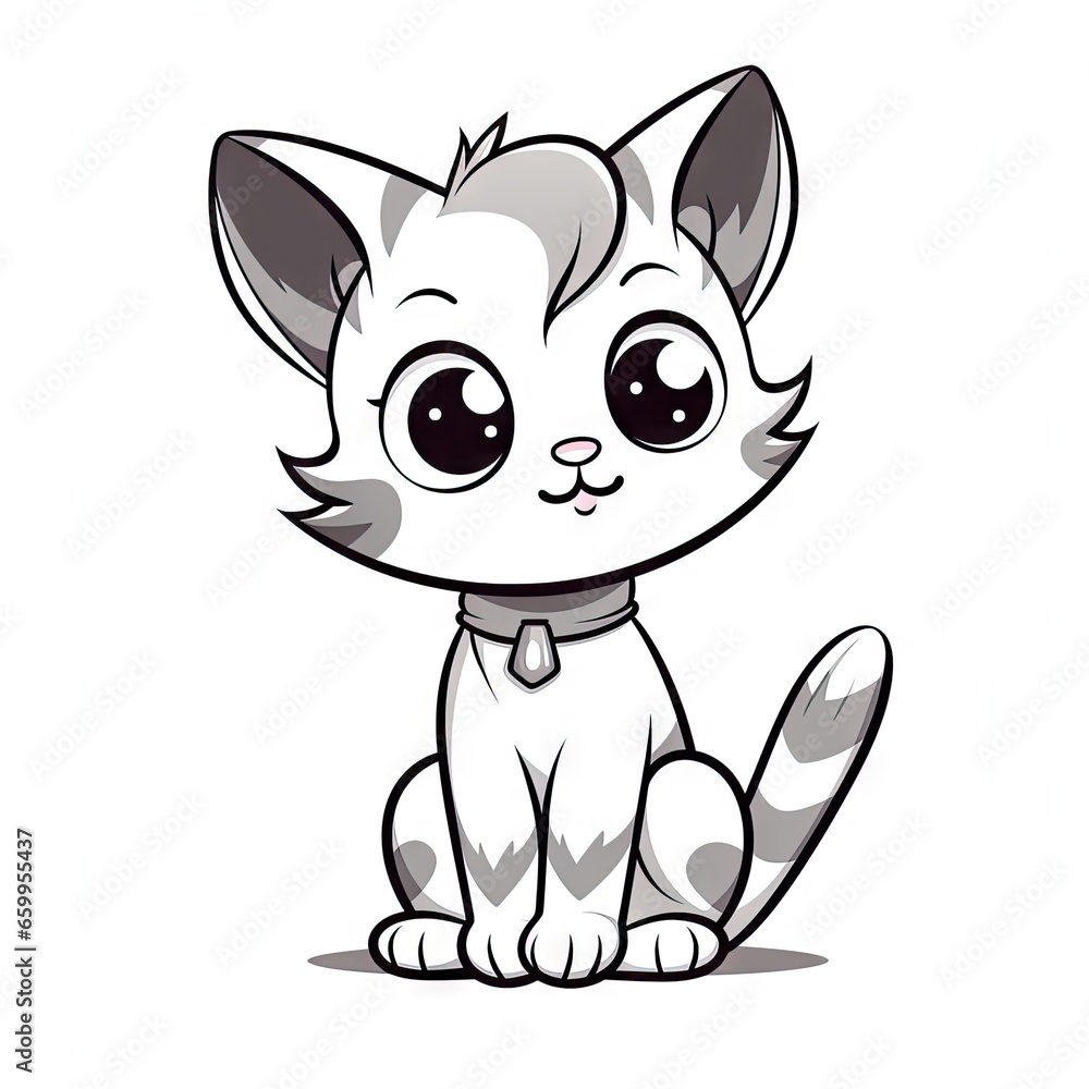 cute cat in black and white coloring cute cat in black and white coloring