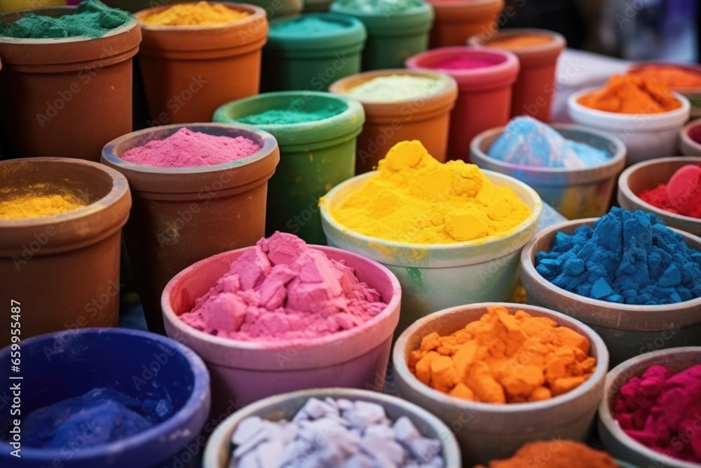 Fototapeta premium variety of colorful dough for pottery making