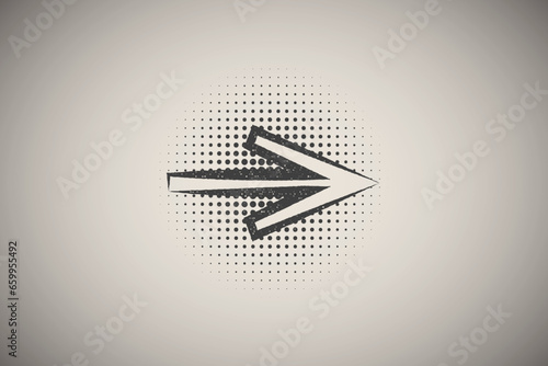 pop art, speech bubble, arrow icon vector illustration in stamp style