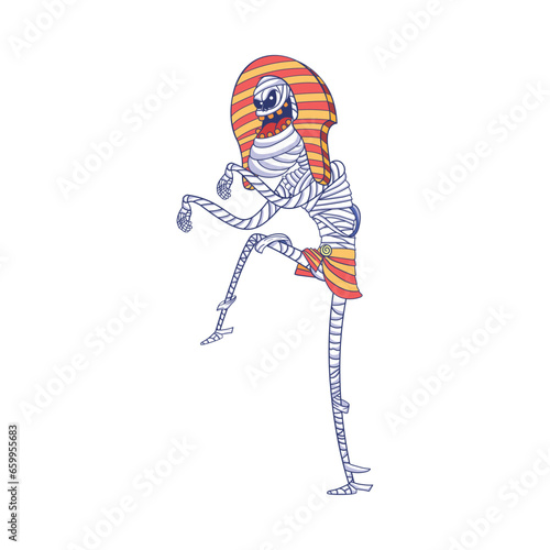 Mummy Character of Hallowen Isolated Retro Cartoon Vector
