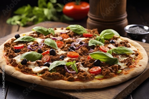 a meat-free pizza topped with vegetables