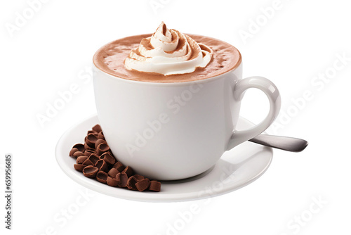 Hot Chocolate on White Background Generative AI