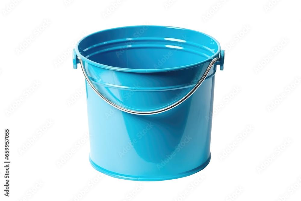 Blue metal water buckets isolated on transparent background. Generative Ai Blue metal water buckets isolated on transparent background. Generative Ai