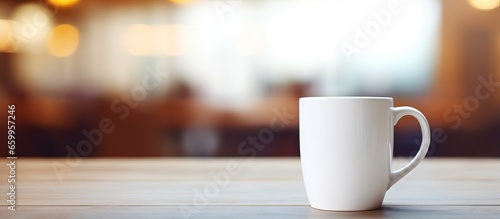 Blurry background view of a drink on a table in a room or restaurant for customer service
