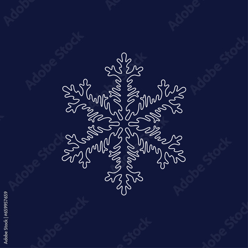 Snowflake with frequent notches on a blue background