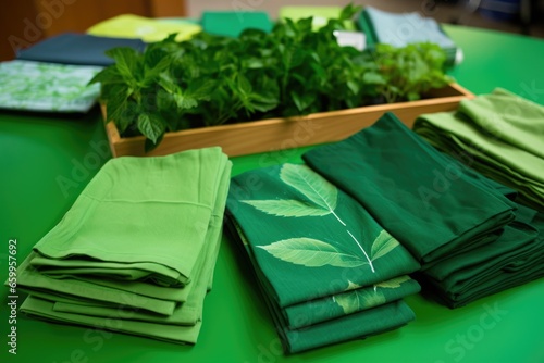 several sustainability accords spread out on a green cloth photo