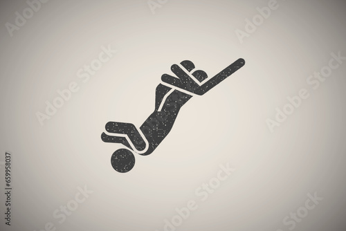 Man adventure bungee jumping icon vector illustration in stamp style