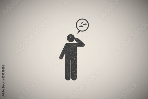 Blood, bleeding, oral, teeth icon vector illustration in stamp style