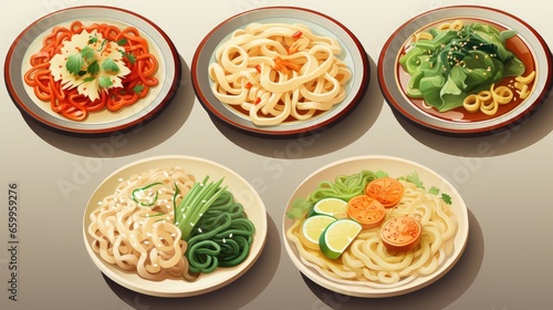 noodles set, vector