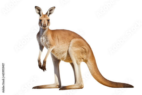 Kangaroo on White Background, Generative Ai