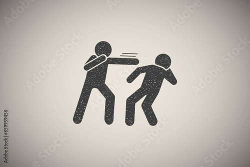 Eye assault men icon vector illustration in stamp style