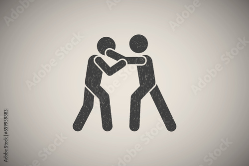 Spine hit men icon vector illustration in stamp style