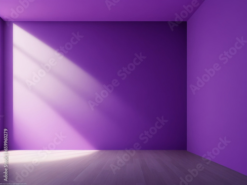 Bellissima immagine di sfondo di uno spazio vuoto in toni di viola con un gioco di luci e ombre sulla parete e sul pavimento per lavori di progettazione o creativi photo