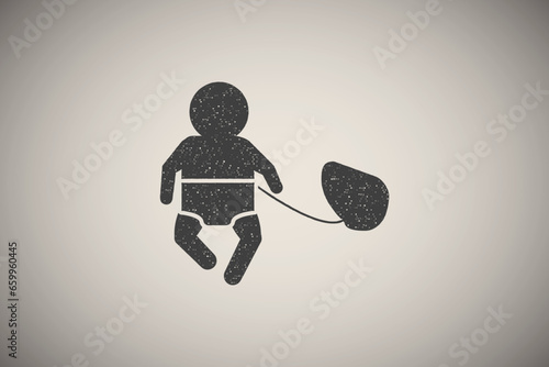 artificial respiration for the baby icon vector illustration in stamp style