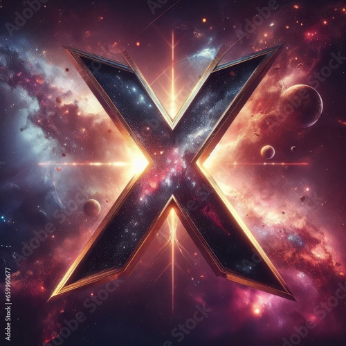Letter X in space abstract 
