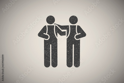 Students friend walk school pictogram icon vector illustration in stamp style