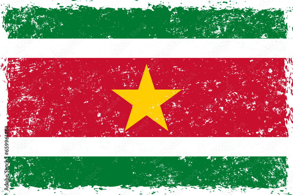 Obraz premium Suriname flag grunge distressed style