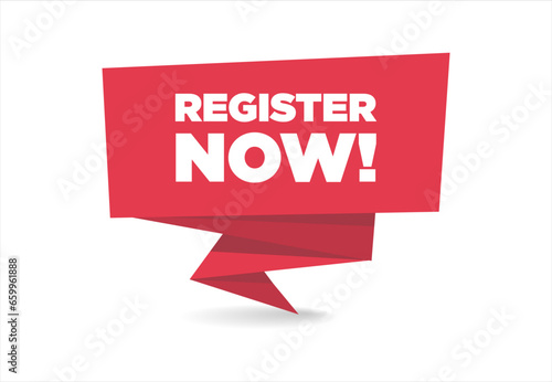 Register Now Speech Bubble Label vector illustration 