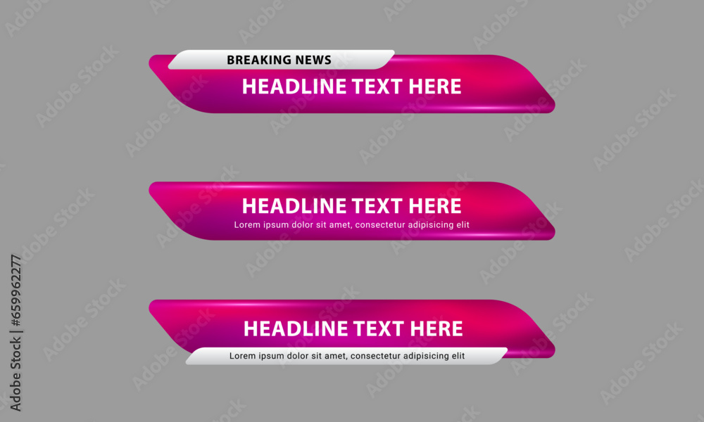 Lower third banner templates for Television, Video and Media Channels. Modern headline bar layout design vector Lower third banner templates for Television, Video and Media Channels. Modern headline bar layout design vector