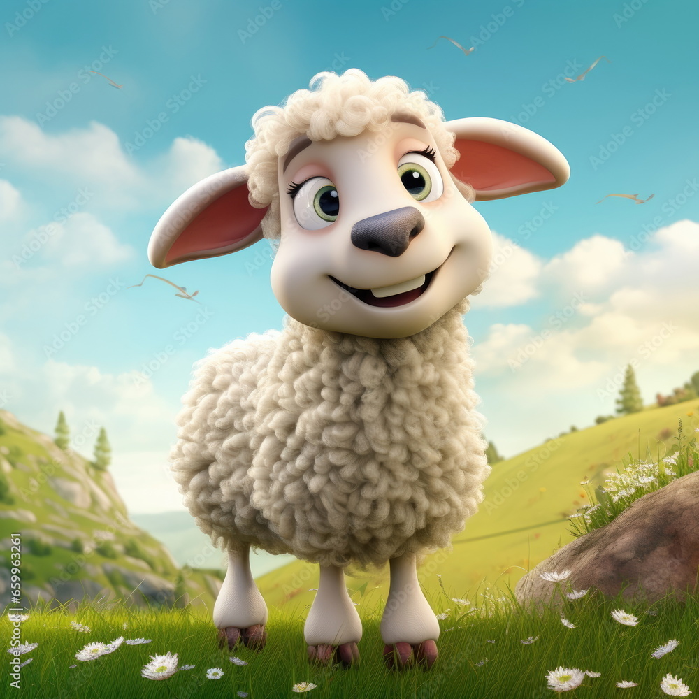 portrait Cartoon character of sheep portrait Cartoon character of sheep