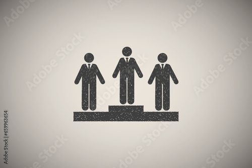 Race, business, jobless icon vector illustration in stamp style