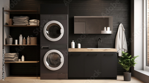 Stylish laundry room in a contemporary setting.
