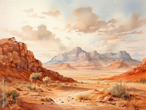 abstract desert, canyon panorama landscape