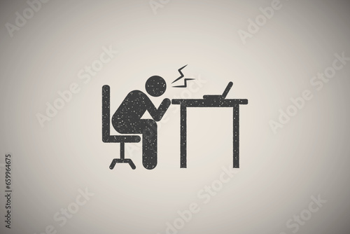 Businessman angry cry working icon vector illustration in stamp style