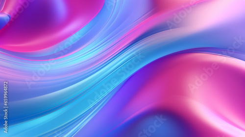 Chromaluxe Serenity: 3D Liquid Waves in Abstract Tranquility with Radiant Chrome Foil  photo